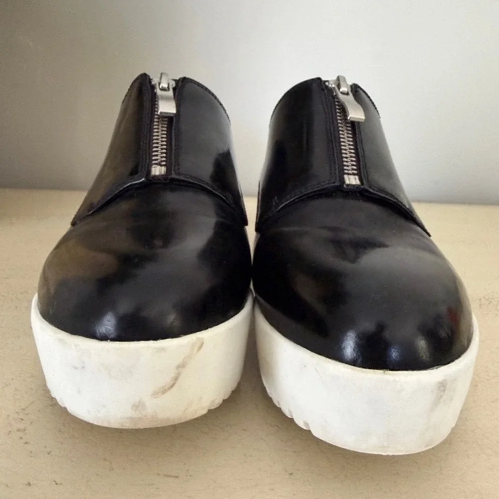 Opening Ceremony Women Sz 39 Black White Platform Zip Slip-On‎ Sneaker Shoes